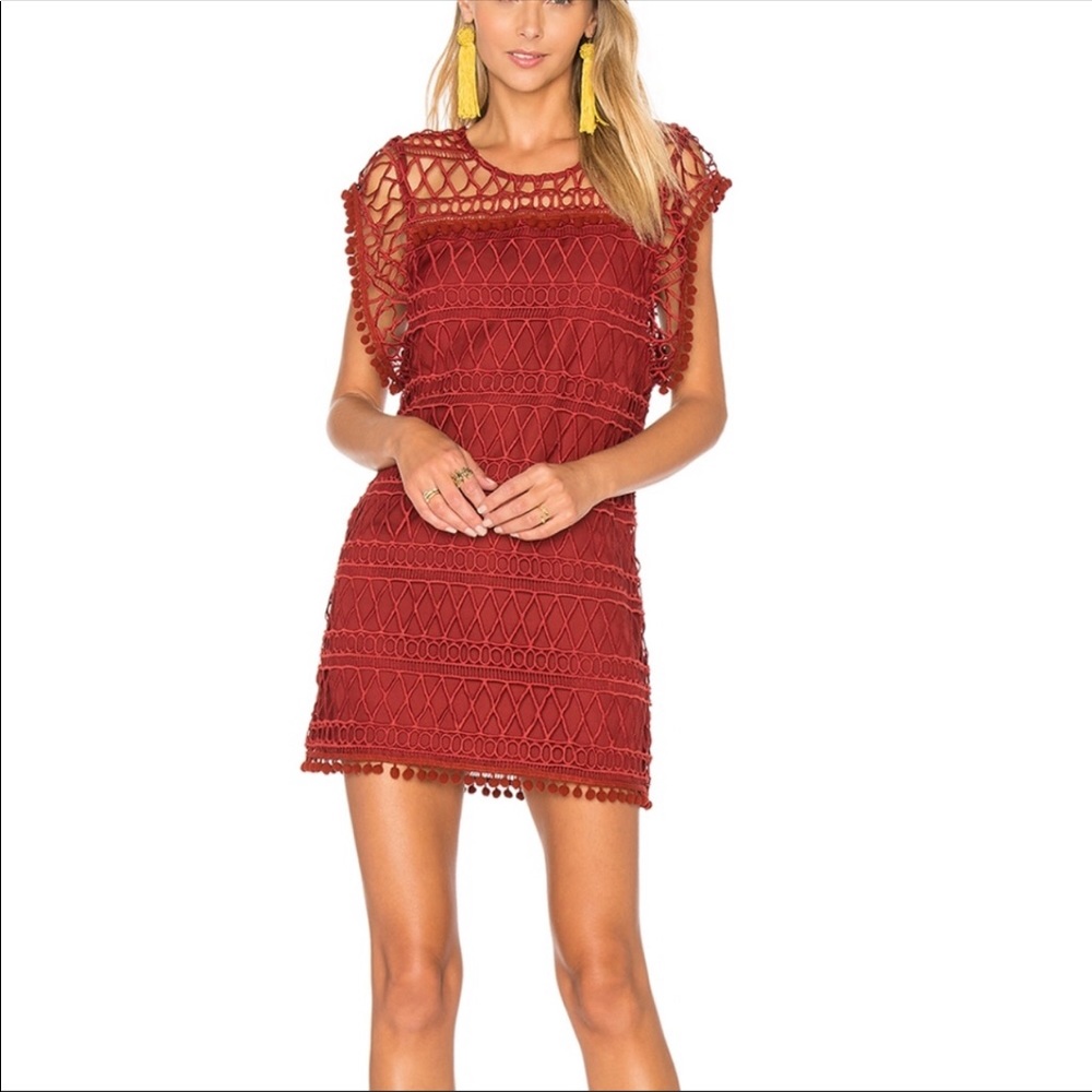 🎉HP🎉Tularosa Lace Pom Pom Sleeve Mini Dress